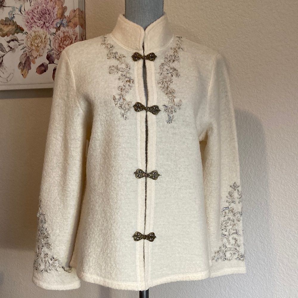 Coldwater Creek Ivory Wool Cardigan, size L